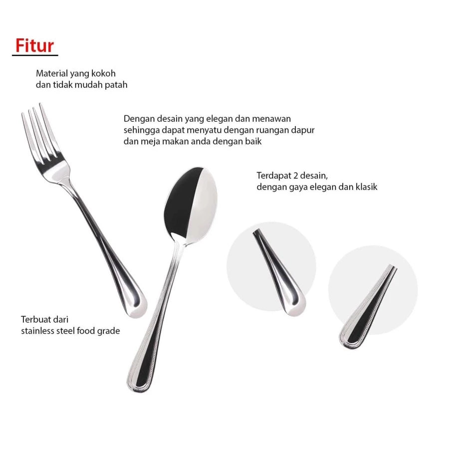 [Cookville] Cutlery Tableware Garpu Makan Stainless Steel (3 pcs/pack)