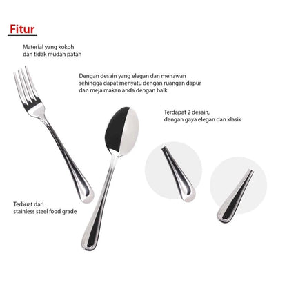 [Cookville] Cutlery Tableware Garpu Makan Stainless Steel (3 pcs/pack)