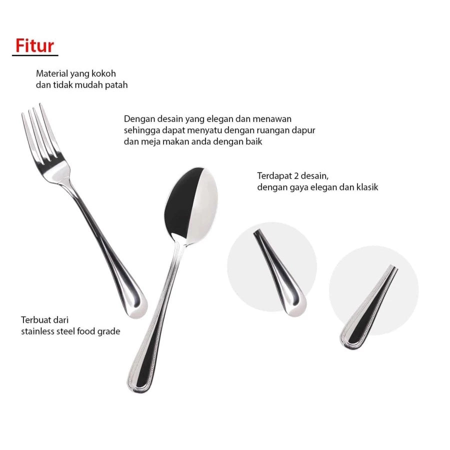 [Cookville] Cutlery Tableware Sendok Makan Stainless Steel (3 pcs/pack)
