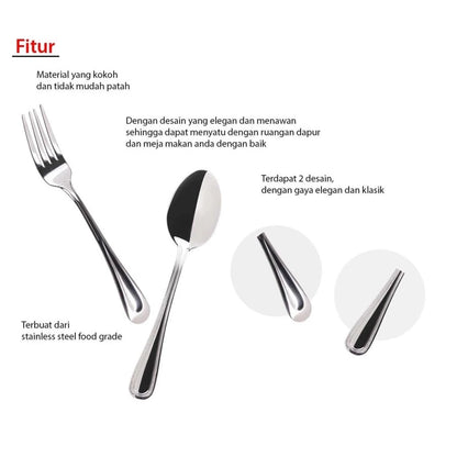 [Cookville] Cutlery Tableware Sendok Makan Stainless Steel (3 pcs/pack)