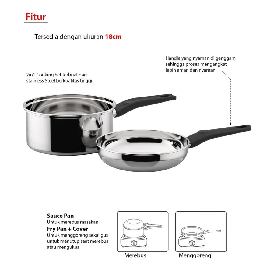 [Cookville] 2 In 1 Cooking Set - 18 Cm