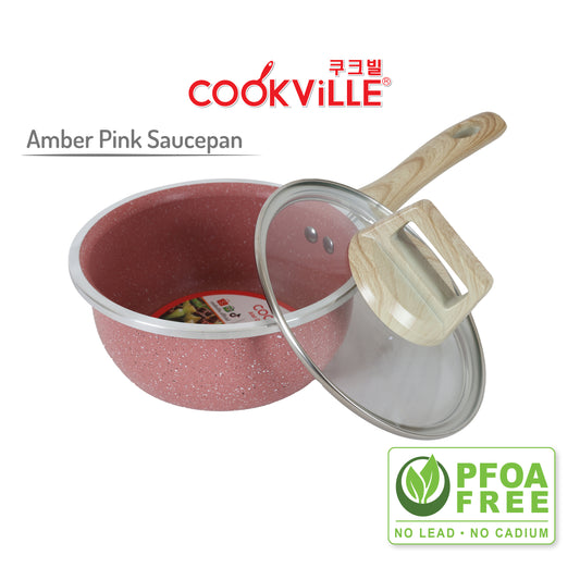 [Cookville] Amber Pink Saucepan with Lid