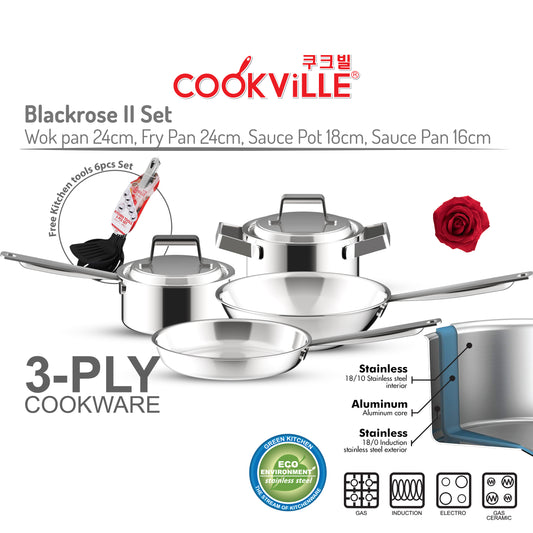 [Cookville] Blackrose II Kitchen Set Peralatan Masak Stainless Steel SUS 304