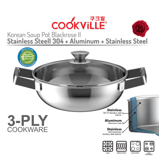 [Cookville] Black Rose II Korean Soup Pot 3 Ply