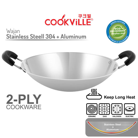 [Cookville] Black Rose II Wajan 2 Ply Bakelite Handle SUS 304