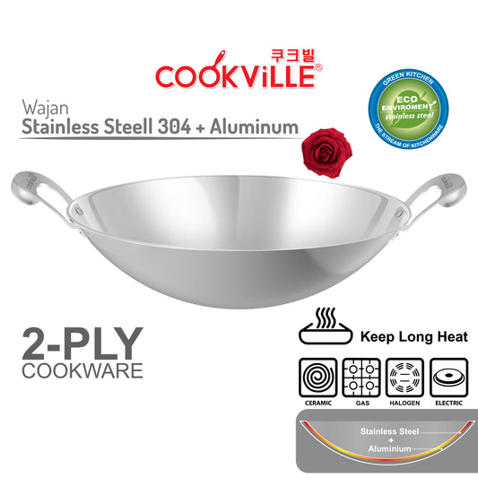 [Cookville] Black Rose II Wajan 2 Ply Stainless Handle SUS 304