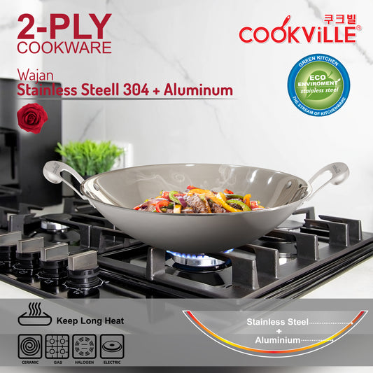 [Cookville] Black Rose II Wajan 2 Ply Stainless Handle SUS 304