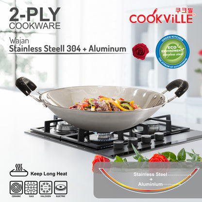 [Cookville] Black Rose II Wajan 2 Ply Bakelite Handle SUS 304