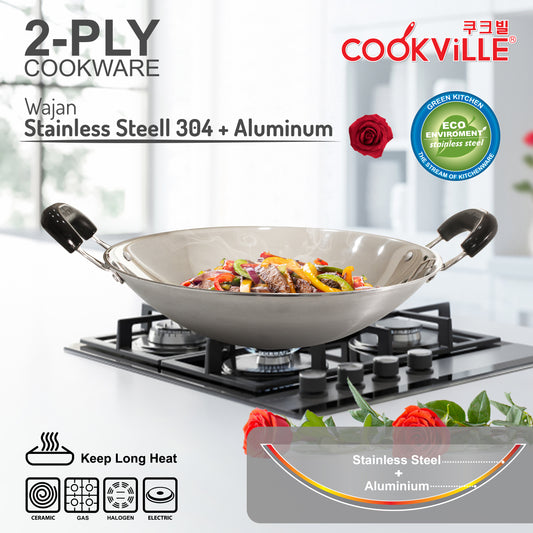 [Cookville] Black Rose II Wajan 2 Ply Bakelite Handle SUS 304