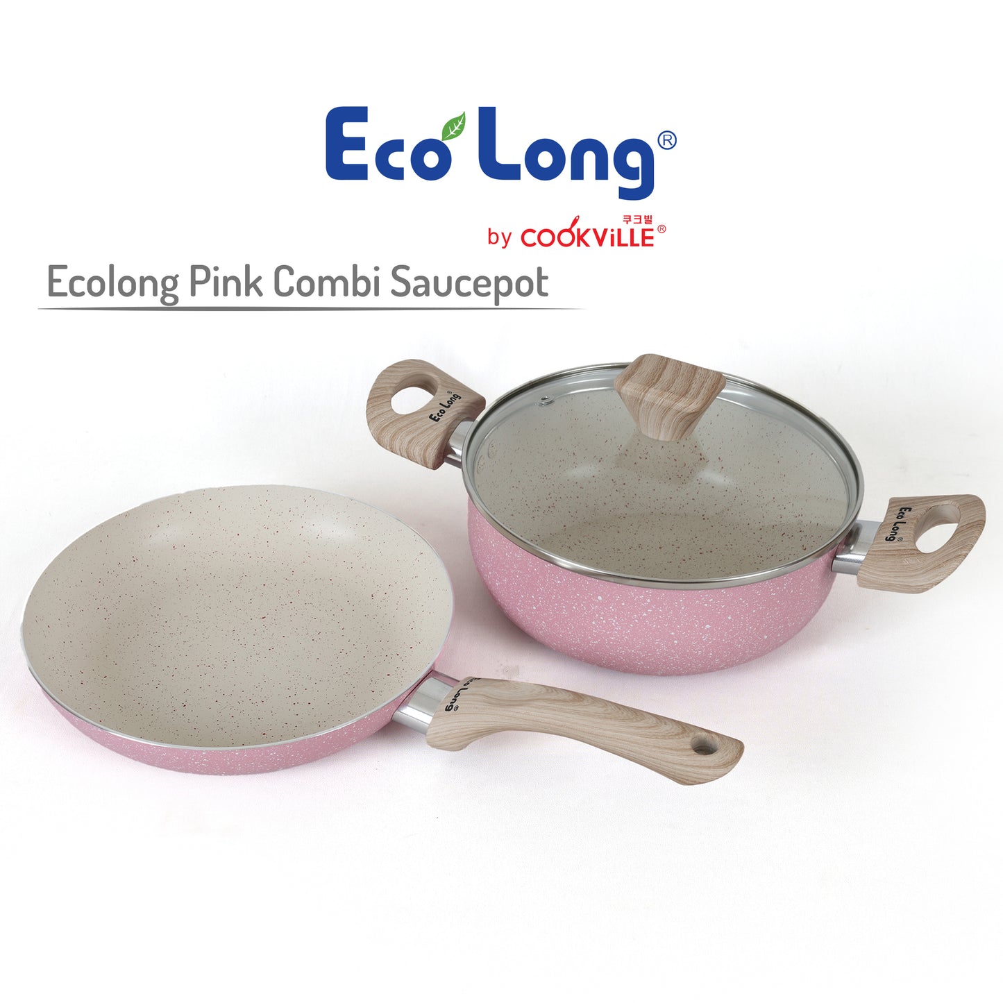 [Ecolong] by Cookville Pink Combi Saucepot 20 cm dan Frypan 22 cm