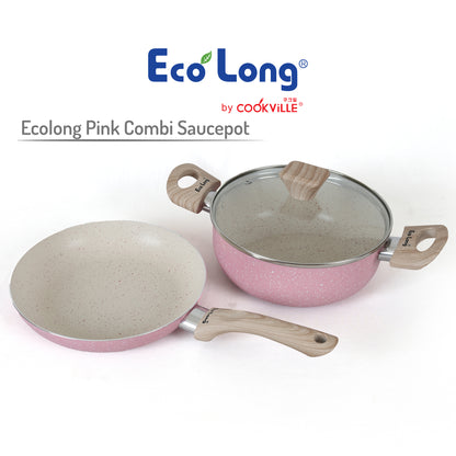 [Ecolong] by Cookville Pink Combi Saucepot 20 cm dan Frypan 22 cm