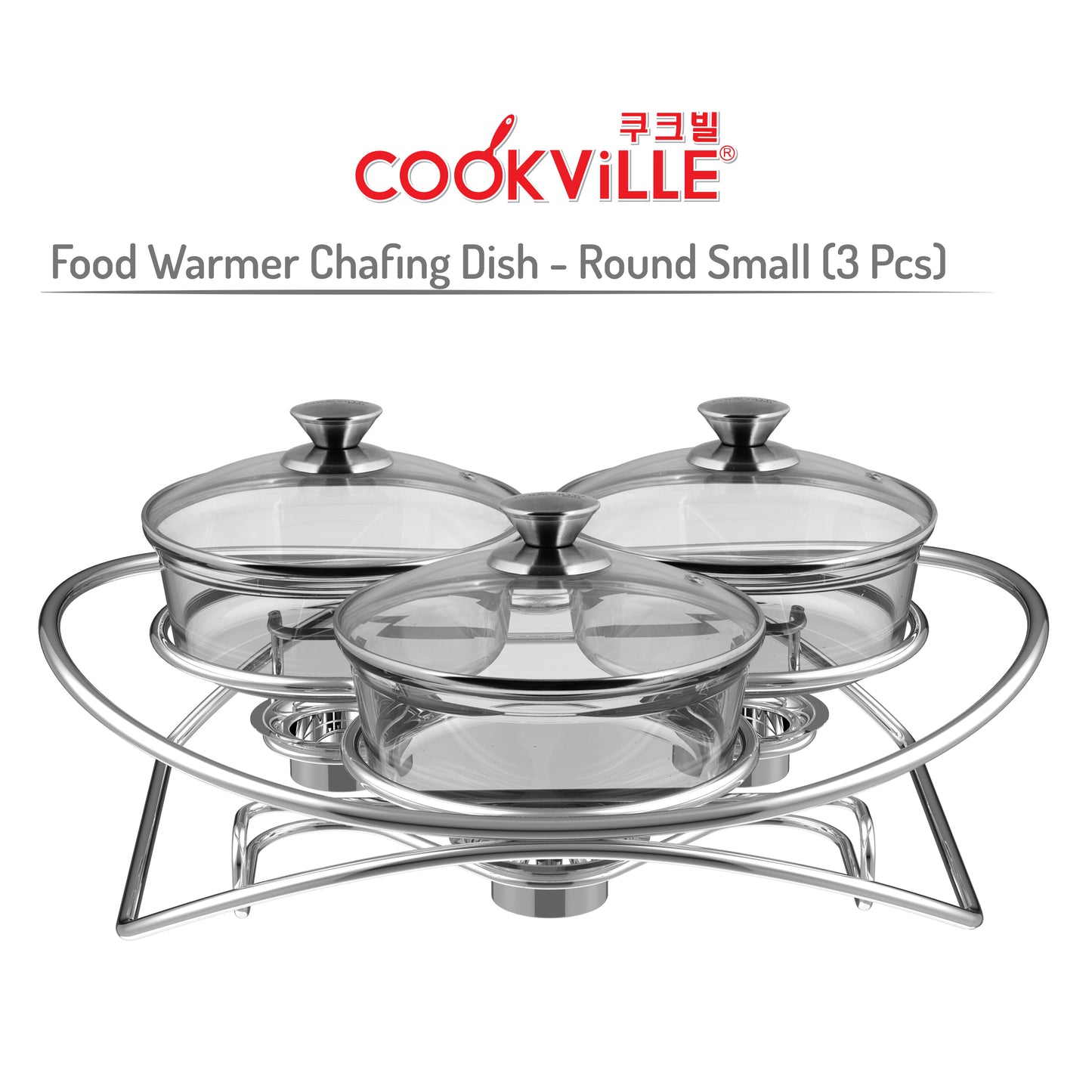 [Cookville] Chafing Dish i517 - Round Small (3 Pcs) dengan Stainless Cover / Food Warmer