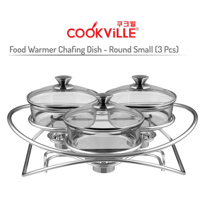 [Cookville] Chafing Dish i517 - Round Small (3 Pcs) dengan Stainless Cover / Food Warmer