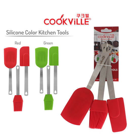 [Cookville] Silicone Color Kitchen Tools 3 Pcs Set