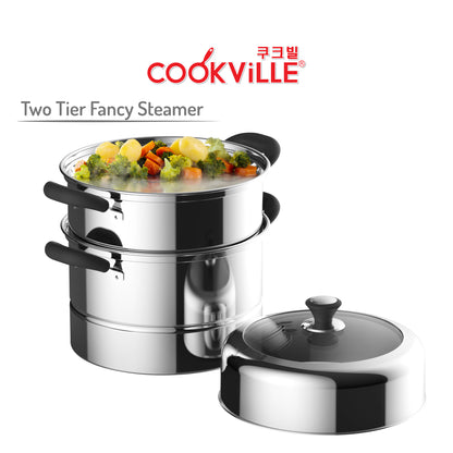 [Cookville] Fancy Steamer Two Tier (Dome Glass Cover)