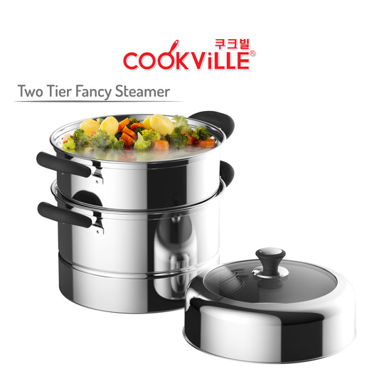 [Cookville] Fancy Steamer Two Tier (Dome Glass Cover)