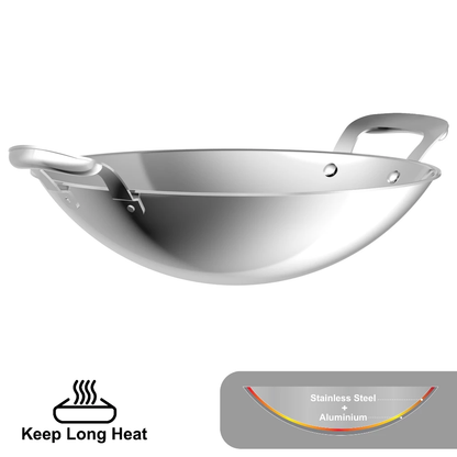 [Cookville] Black Rose II Wajan 2 Ply Stainless Handle SUS 304