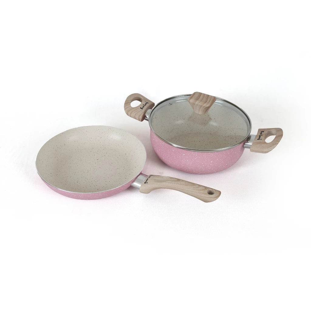 [Ecolong] by Cookville Pink Combi Saucepot 20 cm dan Frypan 22 cm