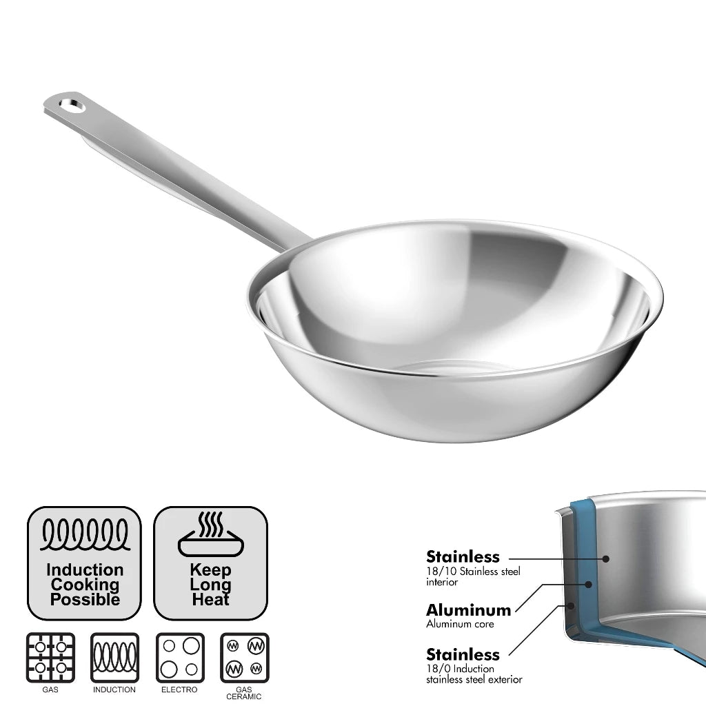 [Cookville] Black Rose II Wok Pan 3 Ply Stainless Steel SUS 304