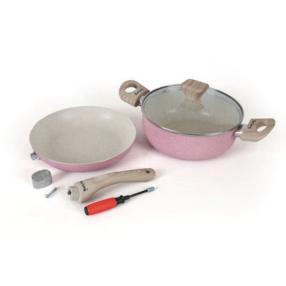 [Ecolong] by Cookville Pink Combi Saucepot 20 cm dan Frypan 22 cm