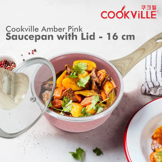 [Cookville] Amber Pink Saucepan with Lid