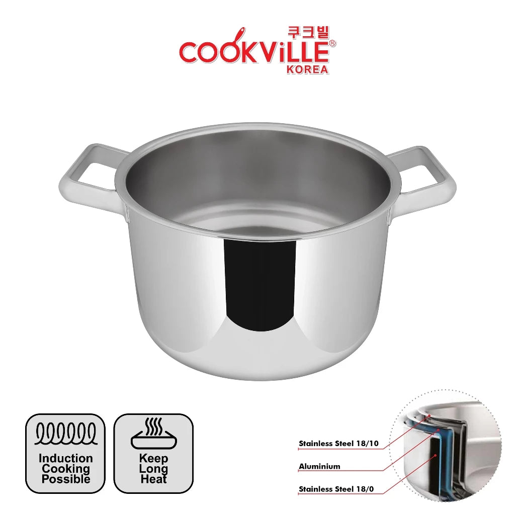 [Cookville] Black Rose Panci Short Stock Pot 3 PLy Stainless steel SUS 304