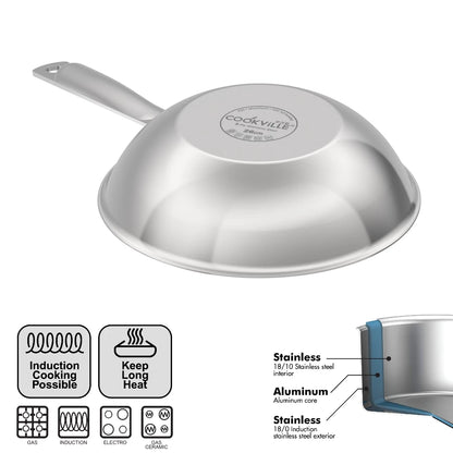 [Cookville] Black Rose II Wok Pan 3 Ply Stainless Steel SUS 304