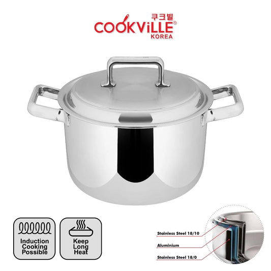 [Cookville] Black Rose Panci Short Stock Pot 3 PLy Stainless steel SUS 304